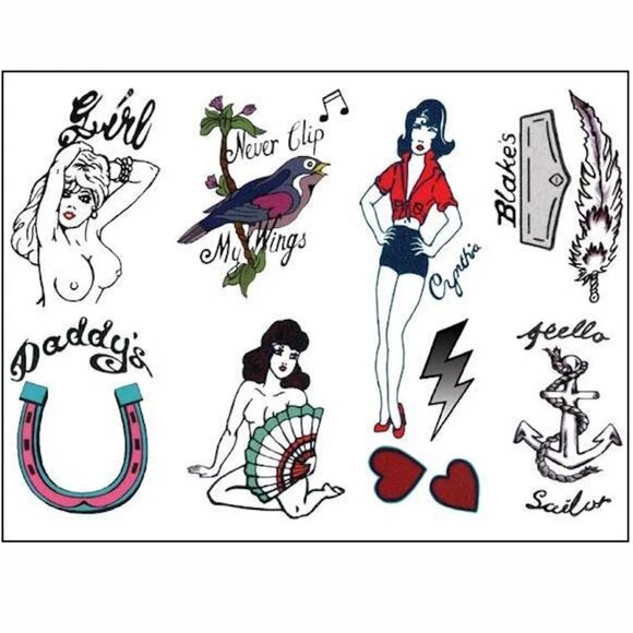 AMY WINEHOUSE COSTUME STICK-ON TATTOS (ASAP DELIVERY!) - Picture 2 of 4